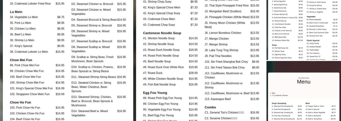 King House Menu
