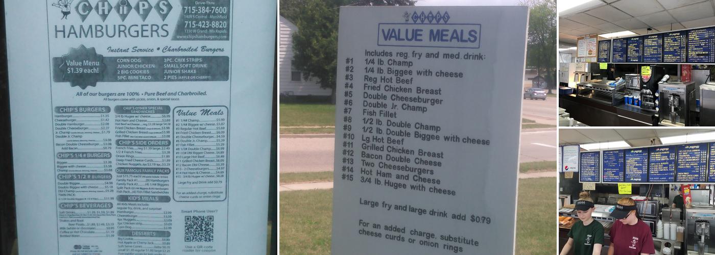 Chip's Hamburgers of Wisconsin Rapids Menu