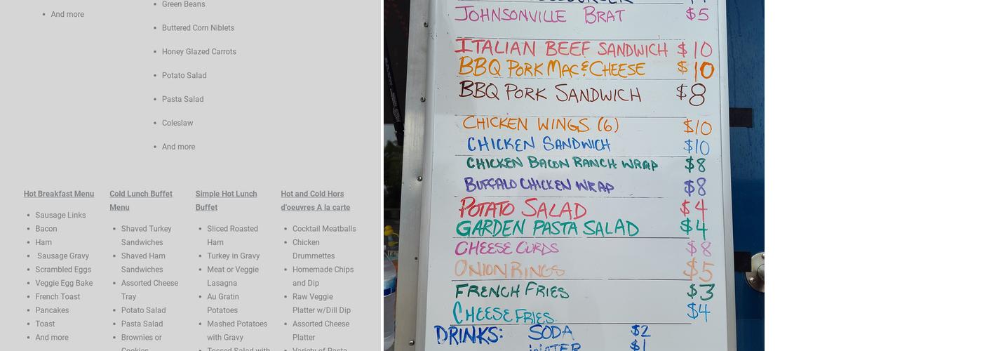 Chat-R-Box Catering Menu