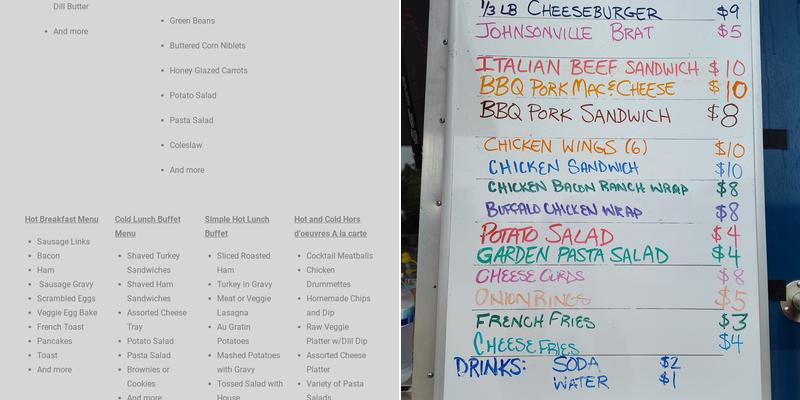 Chat-R-Box Catering Menu
