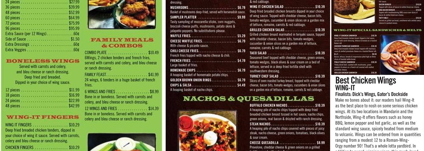 Wing-It Menu
