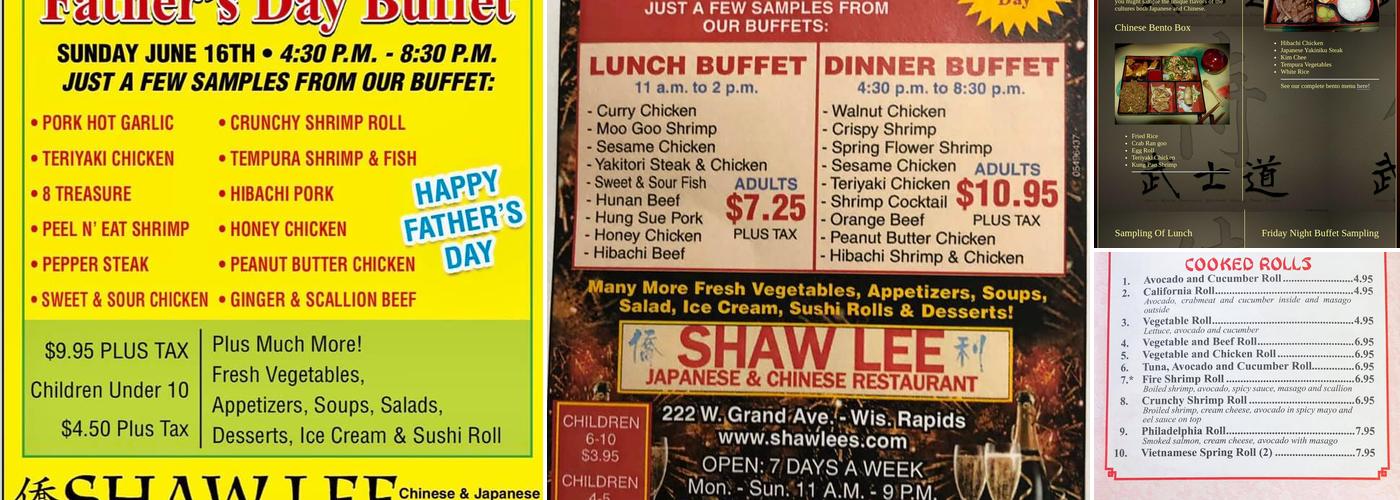 Shaw Lee Japanese & Chinese Menu