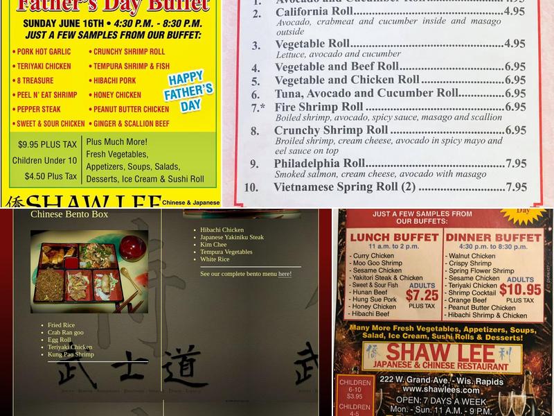 Shaw Lee Japanese & Chinese Menu