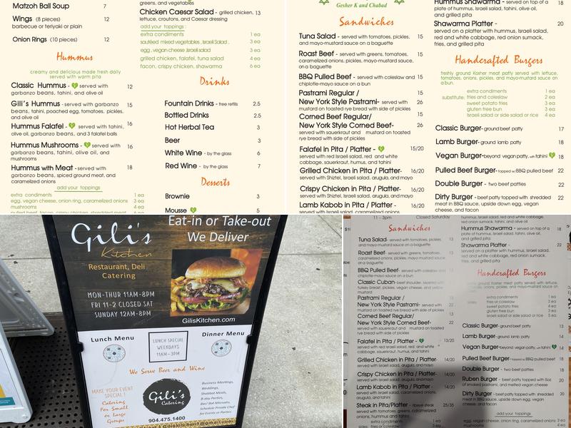 Gili's Kitchen Menu