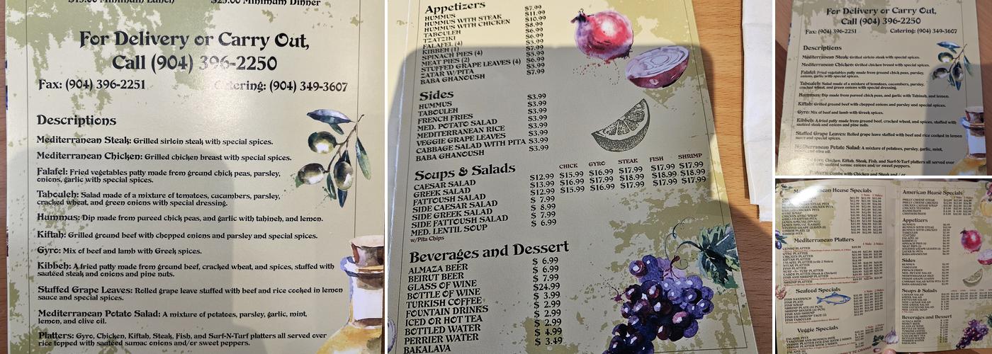 The Olive Tree Mediterranean Grille Menu