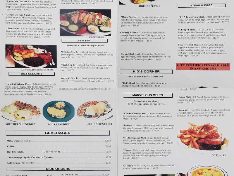 Central Cafe Menu