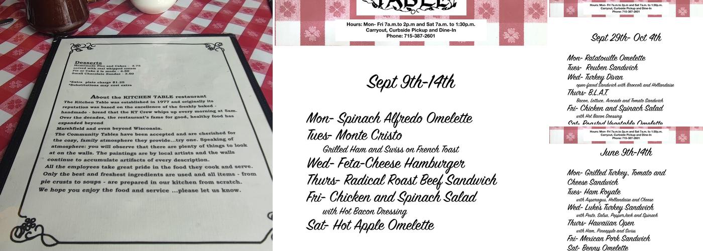 Kitchen Table Menu