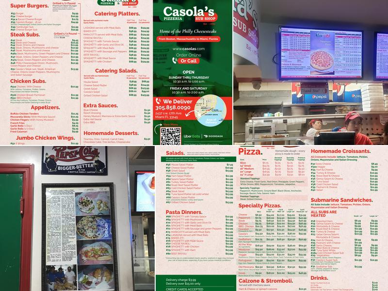 Casola's Menu