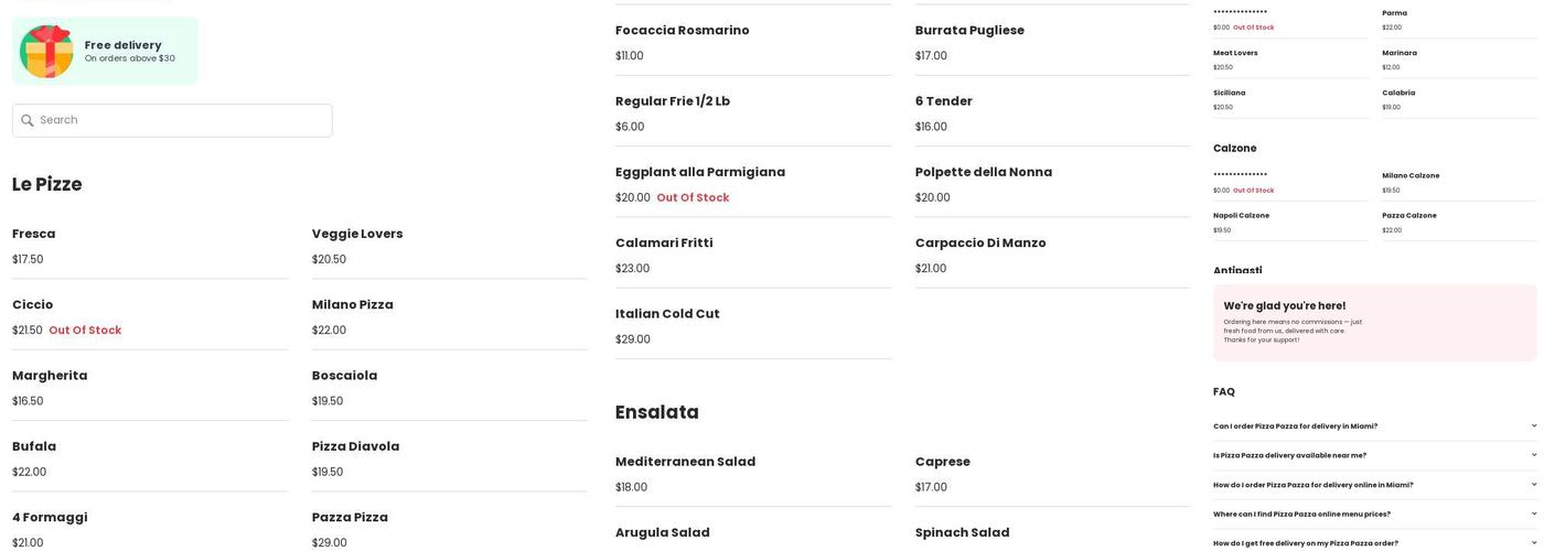 Pizza Pazza Menu