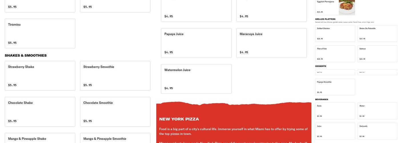 New York Pizza Menu