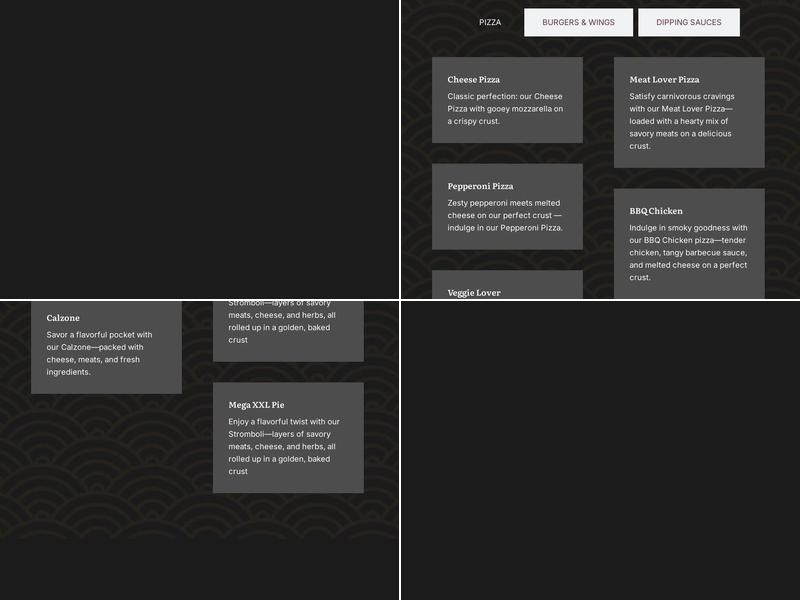 Mega Pizza Menu