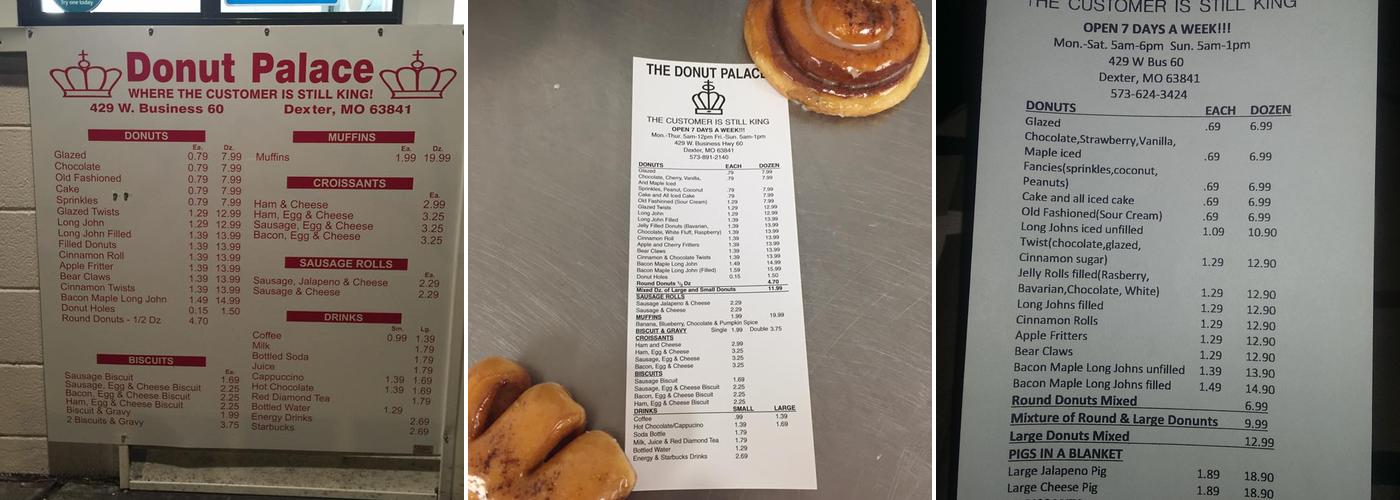 Donut Palace Menu