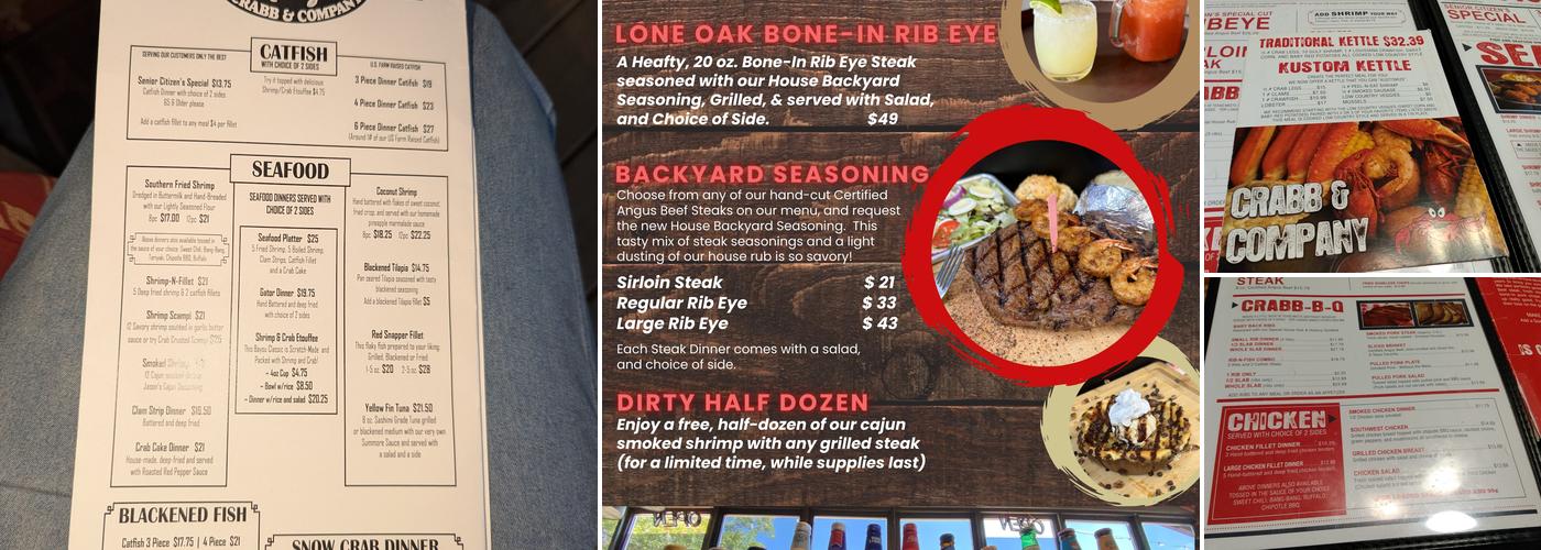 Crabb & Company Menu