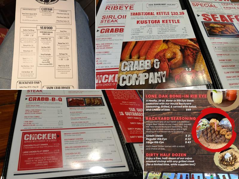 Crabb & Company Menu