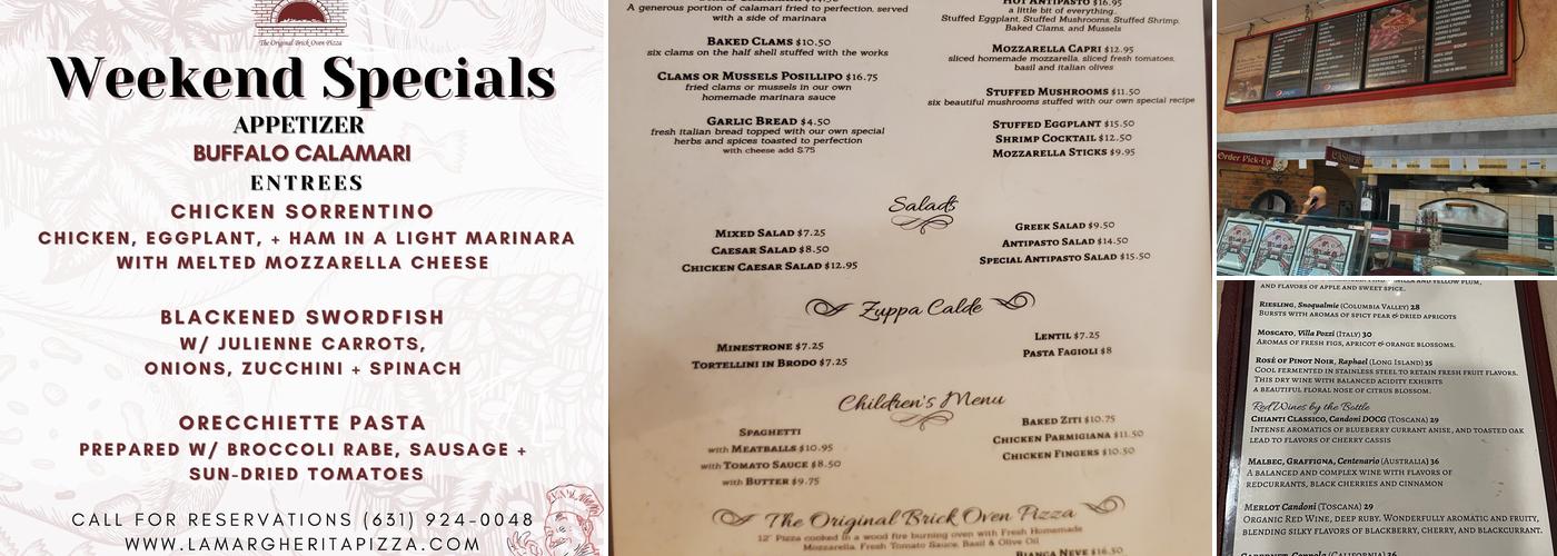 La Margherita Pizzeria Menu