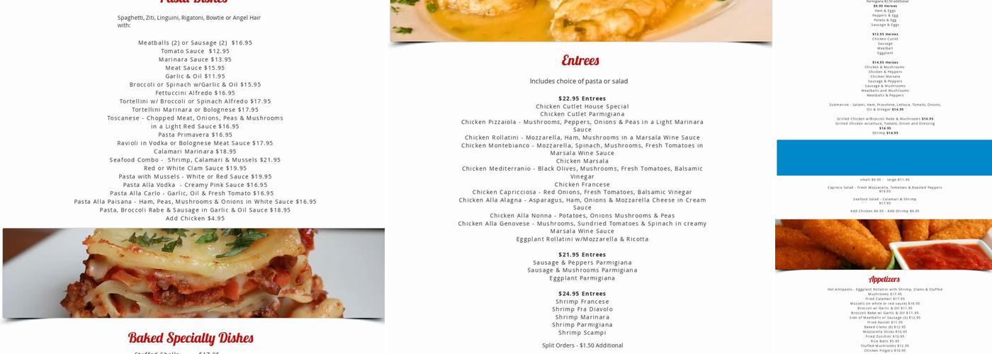 Sal Anthony's II Menu