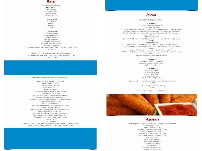 Sal Anthony's II Menu