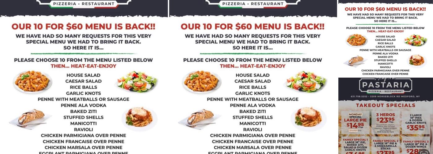 Medford Pastaria Menu