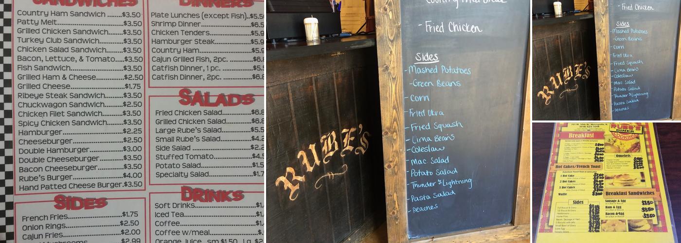 Rube's Menu