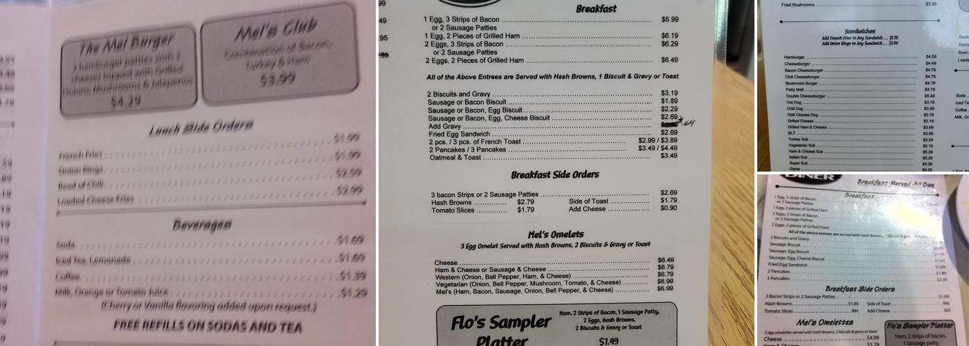 Mel's Diner Menu