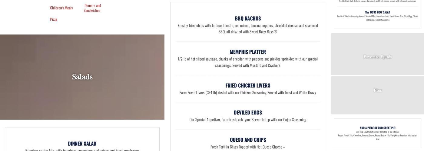 Huckleberry's Pub Menu