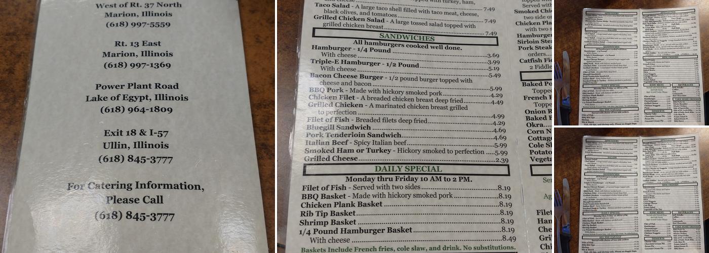 Triple E Barbque Menu