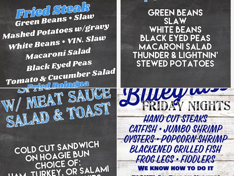 Blue Grass Restaurant Menu