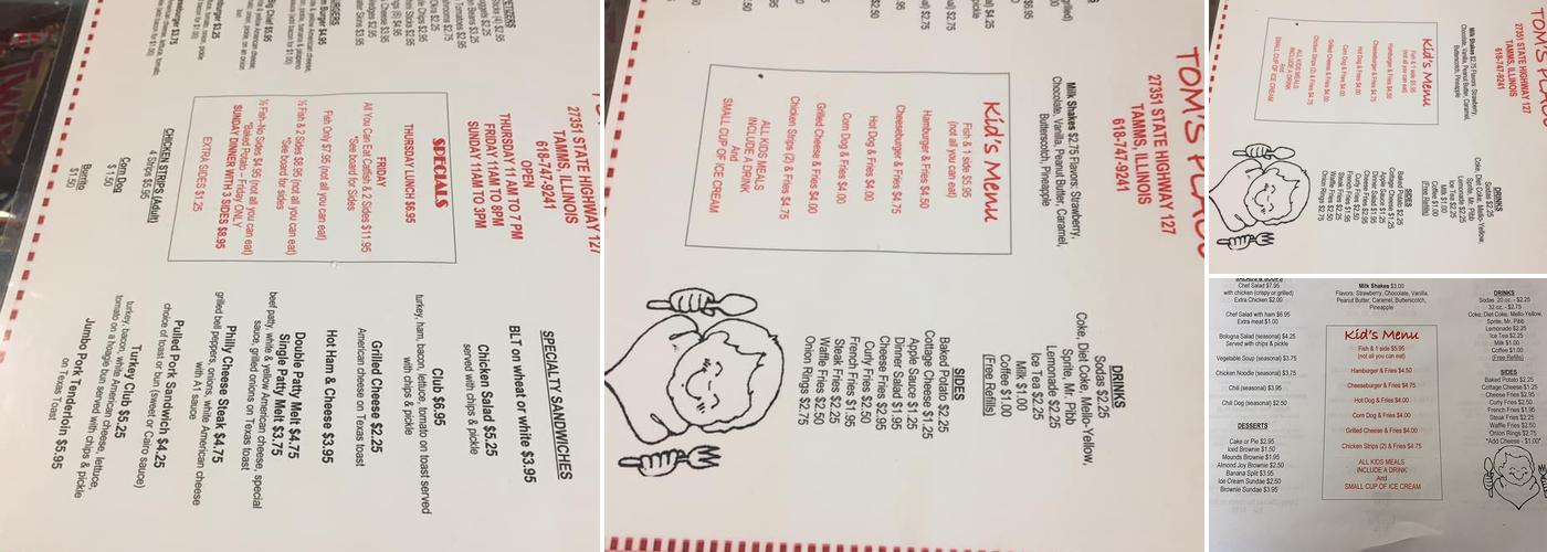 Tom's Place Menu