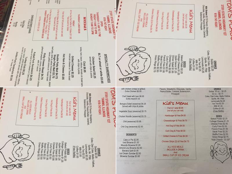 Tom's Place Menu