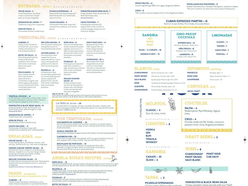 Padrino's Cuban Restaurant Menu