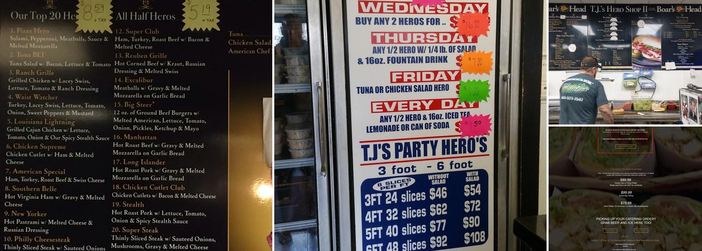 TJ's Hero Shop II Menu