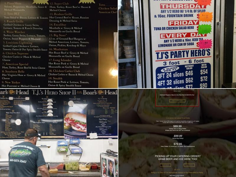 TJ's Hero Shop II Menu
