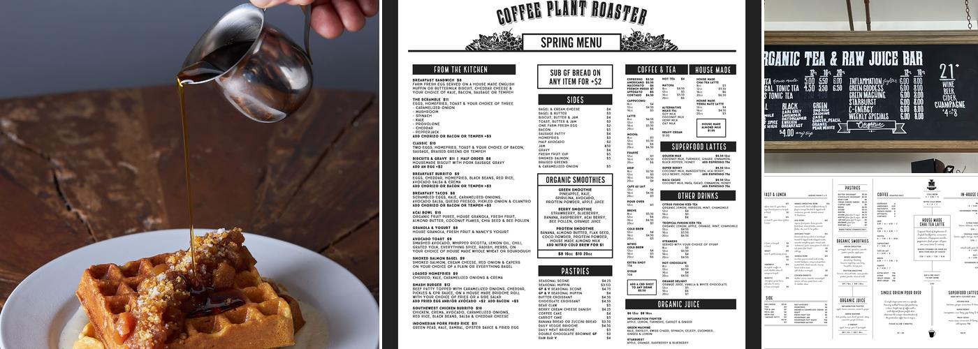 Coffee Plant Roaster Menu