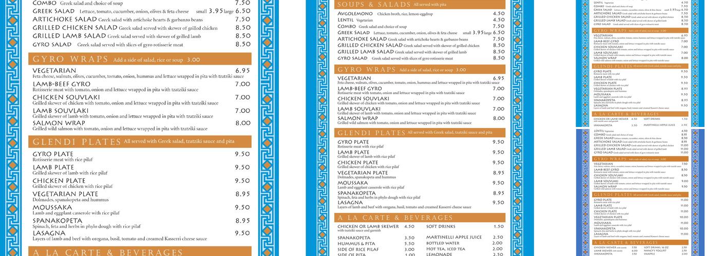 Cafe Glendi Menu