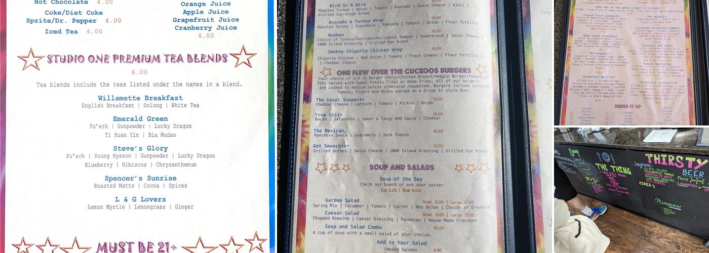 Studio One Café Menu