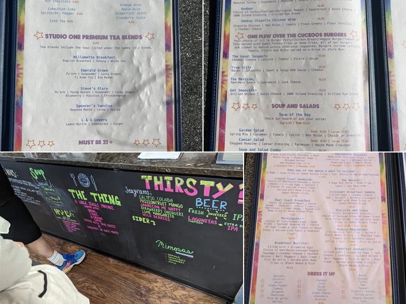 Studio One Café Menu