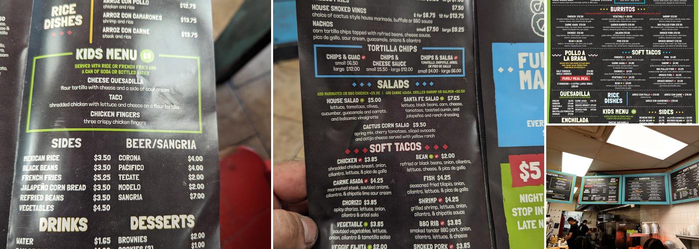 Cactus Cafe, Medford Menu