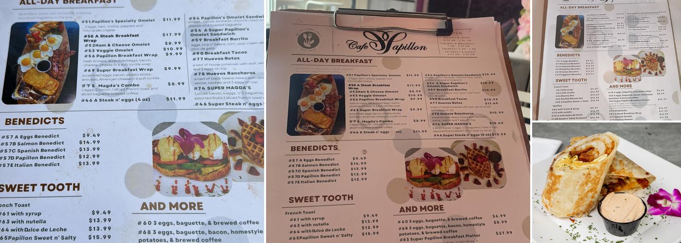Cafe Papillon Menu