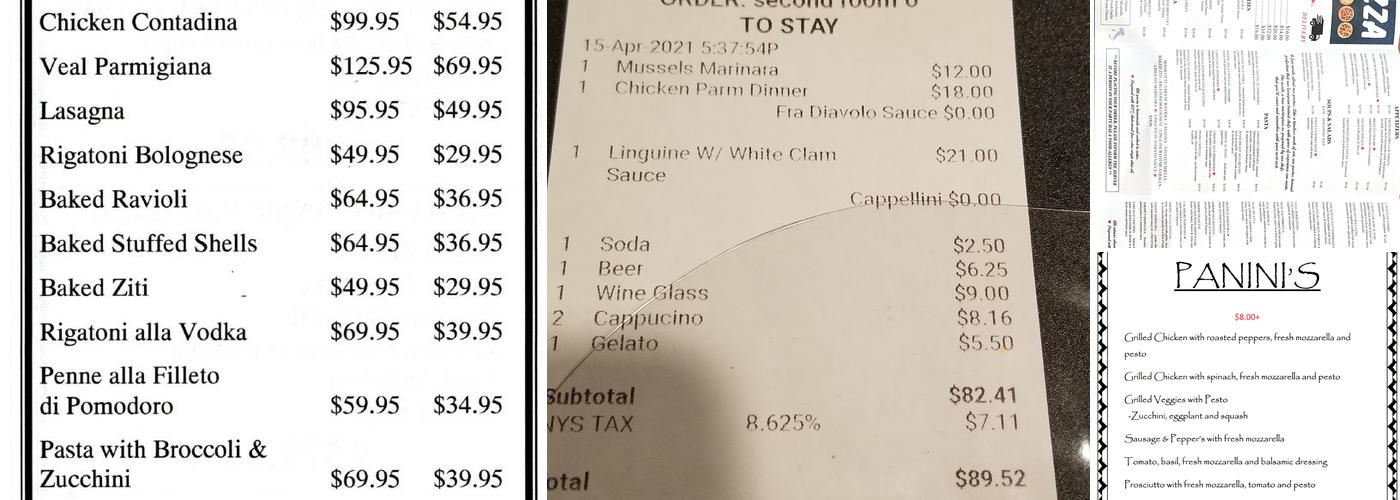 Cafe Castello Menu