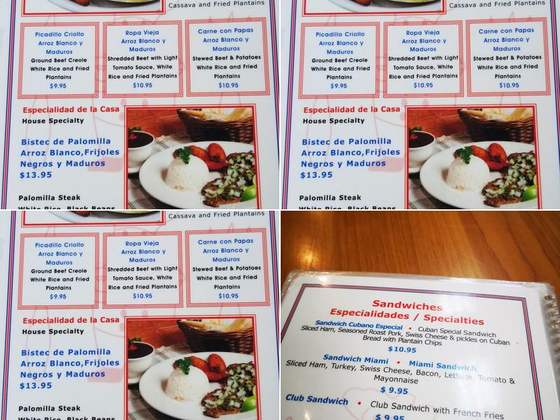 Latin American Bayside Cuban Cafe Menu
