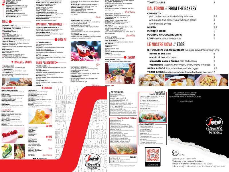 Segafredo Bayside Menu