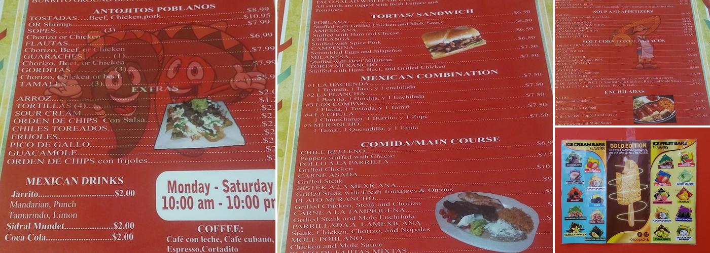 Mi Rancho Mexican Grill Menu