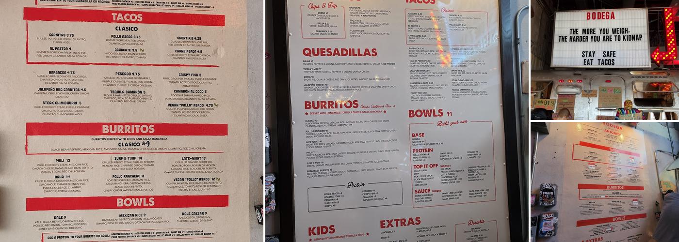 Bodega Taqueria y Tequila Menu