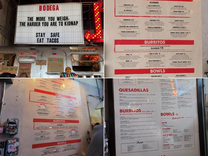 Bodega Taqueria y Tequila Menu