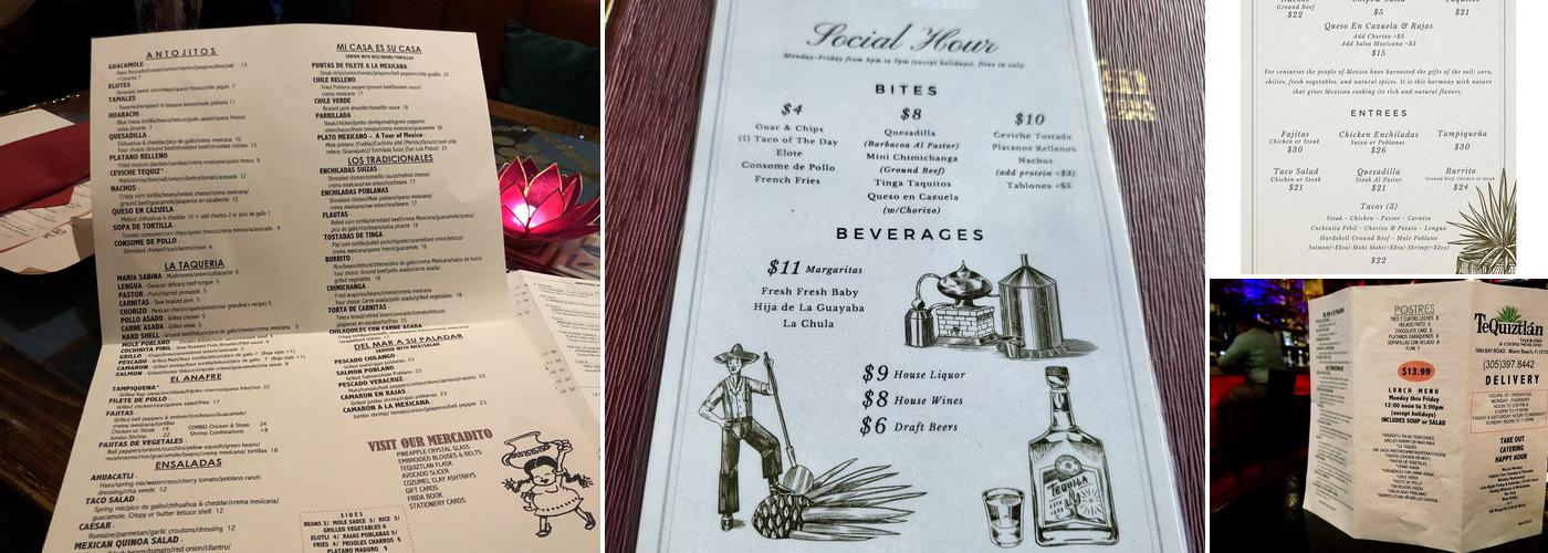 Tequiztlan Mexican Restaurant and Tequila Bar Menu