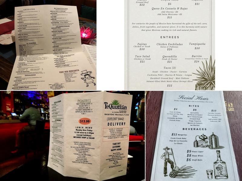 Tequiztlan Mexican Restaurant and Tequila Bar Menu