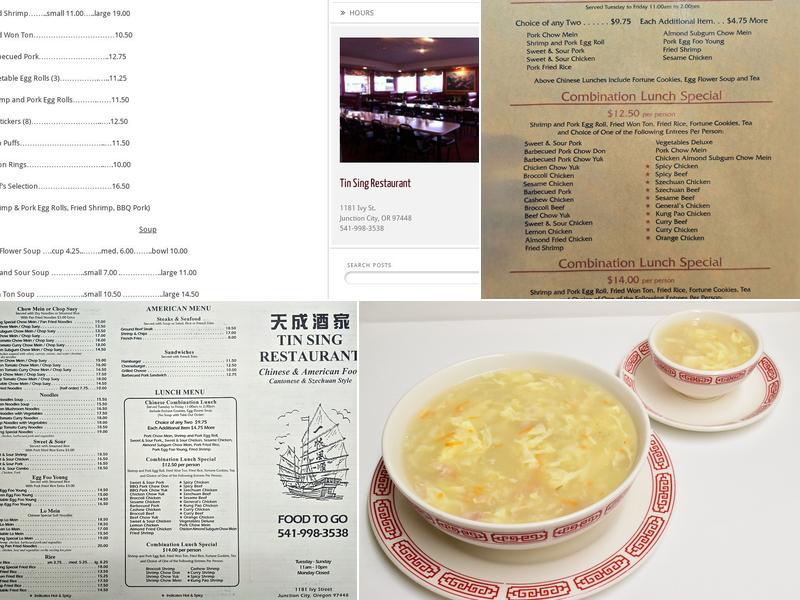 Tin Sing Menu