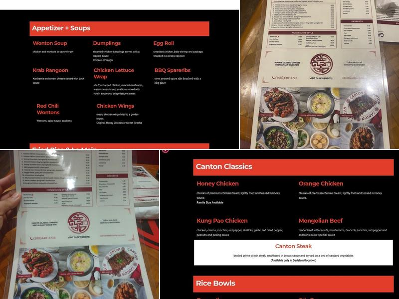 Canton Chinese Restaurant Menu