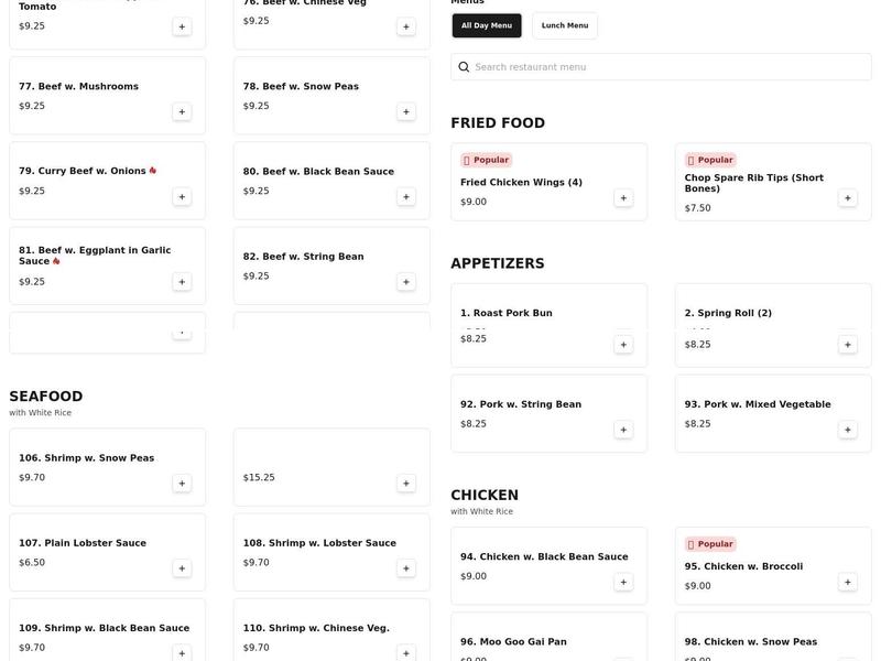 Chan's Kitchen Menu