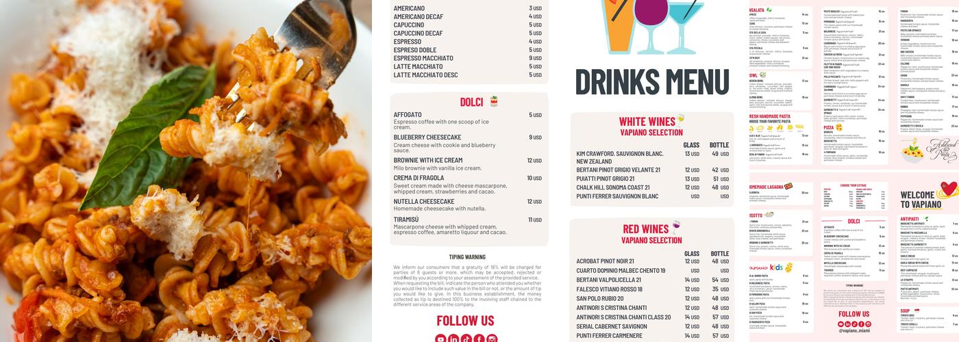 Vapiano Brickell Menu